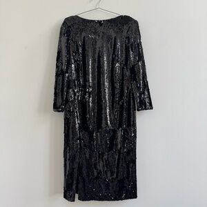 Dress the Population Black Sequin Long Sleeve Midi Dress